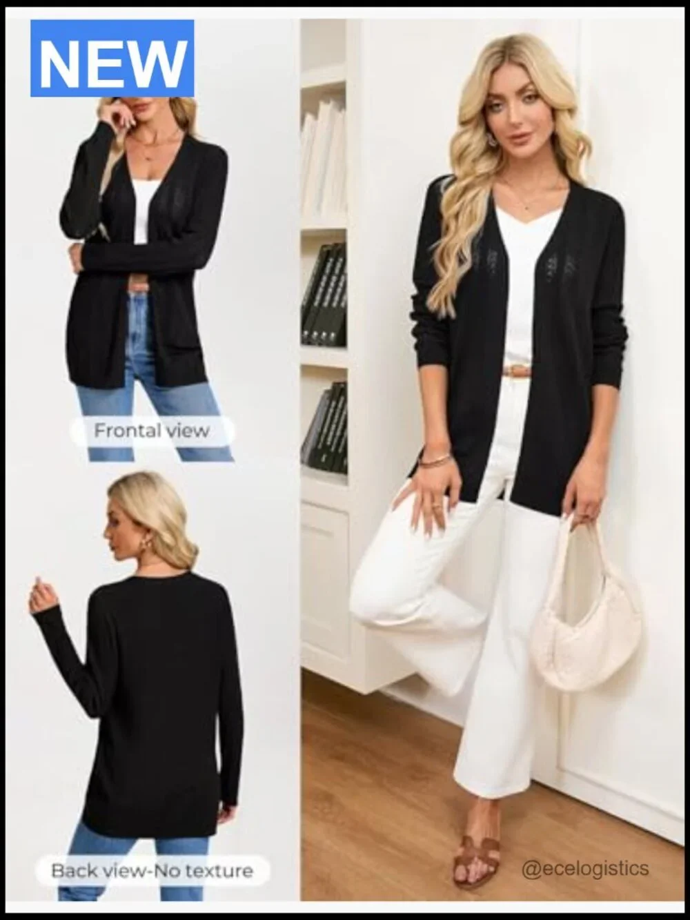 Long Sleeve Open Front Crochet Cardigan Lightweight Spring Vacation
